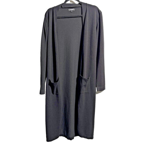 Premise Black Duster Cardigan Womens XL Classic Business Minimalist Pockets Open - Picture 1 of 8